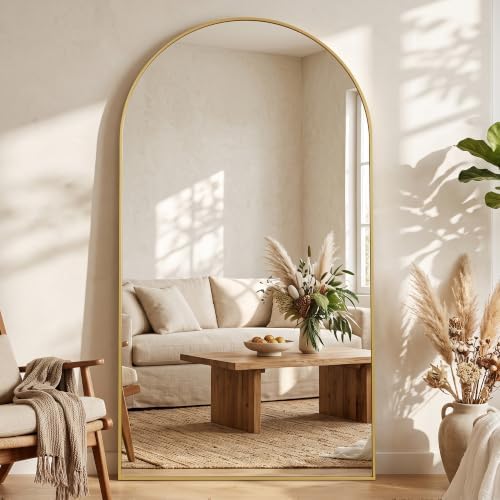 76"x34" Arched Full Length Mirror, Large Floor Mirror, Gold - Image 2