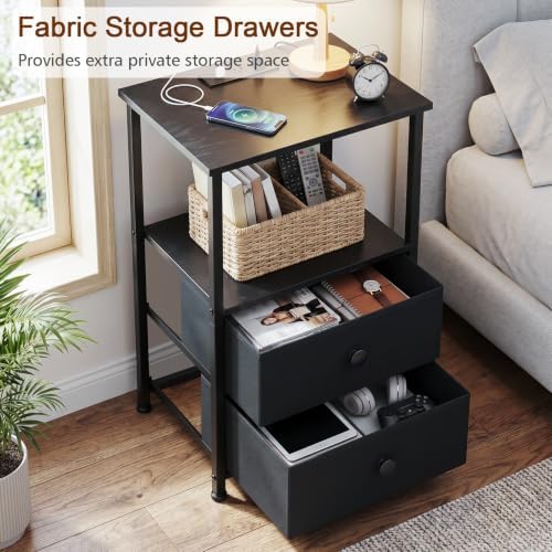LOAKEKEL Nightstands Set of 2, Night Stand with Charging Station - Image 5