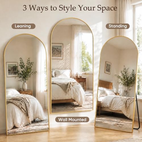 90"x46" Arched Full Length Mirror, Large Floor Mirror, Gold - Image 6