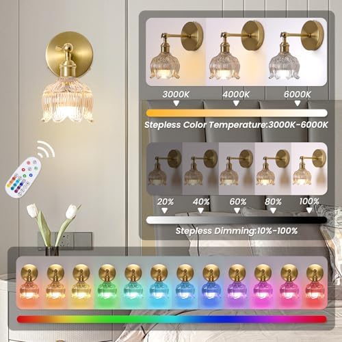 Vintage Battery Operated Wall Sconces: Set of 2 Rechargeable Wireless Decor - Image 4