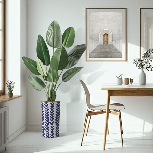 Artificial Tree in Modern Pattern Planter, Fake Bird of Paradise Silk Tree for Indoor and Outdoor Home Decoration - 67" Overall Tall (Plant Pot Plus Tree) - Image 6