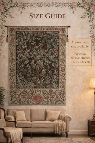 William Morris Tree of Life - Brown Tapestry Wall Hanging 69 x 51 in - Image 2