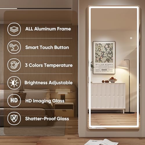 Antok 71"x28" LED Full Length Mirror, Lighted Floor Mirror, Rect - Image 5