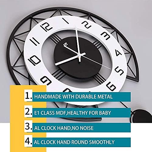 Large Wall Clock for Living Room Decor Modern Silent Pendulum Wall Clock for Home House Kitchen Bedroom Decorative Big Wall Clock Non Ticking Battery Operated Quartz for Indoor Bathroom 17 Inch - Image 5