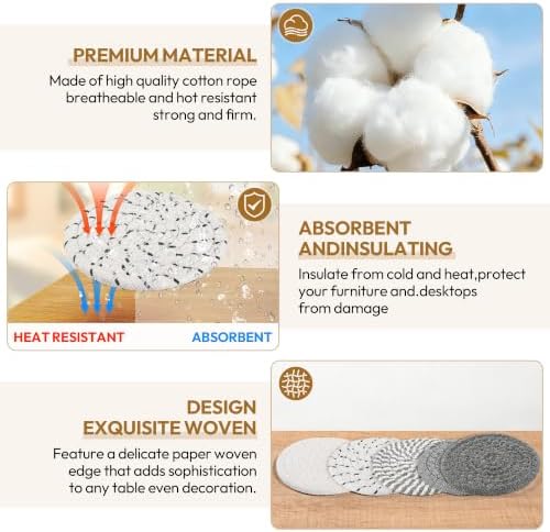 10-Pack Cotton Linen Coasters with Holder、Absorbent for Kitchen Dining Bar - Image 4