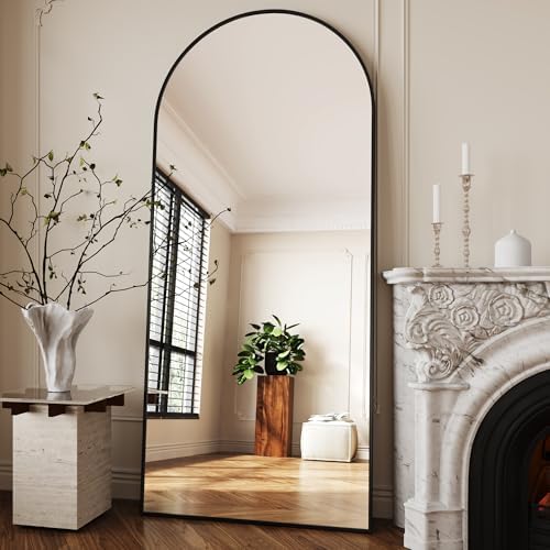 AUYHM 34"x76" Large Mirror Full Length,Nano Glass Oversized Floor Mirror, Arched Full Length Mirrors,Large Standing Mirror,Black Arched Mirrors by AUYHM