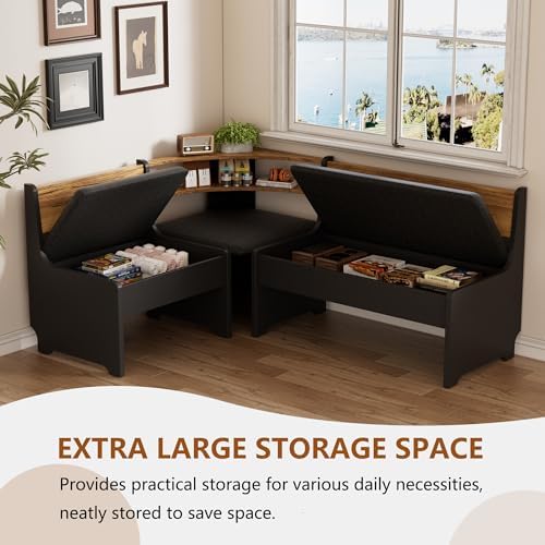 PAKASEPT Corner Breakfast Nook Table Set Kitchen Bench with Soft Cushion - Image 3
