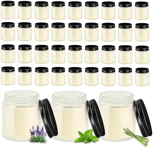 ACITHGL 36 Pcs 4oz Mini Mason Jar Candles Small Scented Candles Bulk Aromatherapy Ideal Souvenir Favors for Wedding Birthday Party (Sage, Mint, Citronella, Black) by ACITHGL