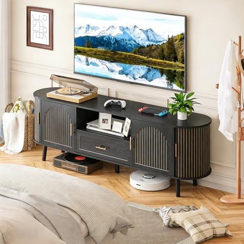 70" Fluted TV Stand for Tvs up to 80" Entertainment Center with Storage - Image 5