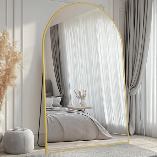 MELOMOIR 76"x44" Oversized Mirror Full Length, Gold Arched Floor Mirror - Image 2