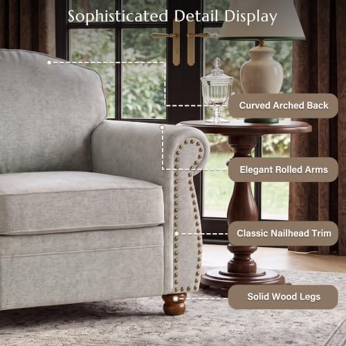 Traditional Accent Chair with Storage Ottoman, 41.3", Chenille, Oatmeal - Image 4