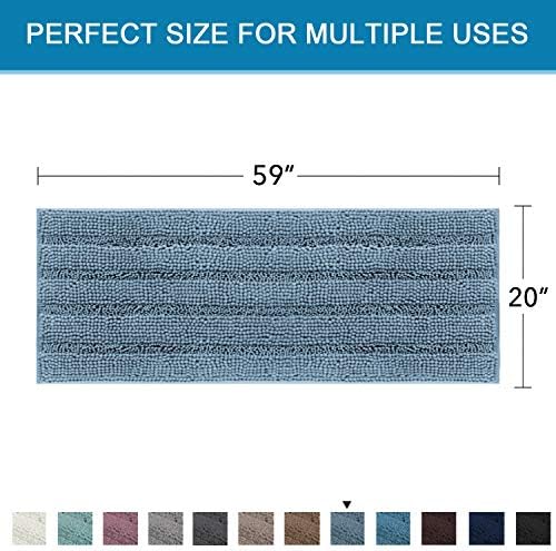 H.VERSAILTEX Bathroom Rugs Bath Mat Runner Rug Non Slip Kitchen Rug Extra Long Bath Rug Runners Oversized 59" x 20" Absorbent Washable Dry Fast Plush Area Rug for Bathroom/Bedroom - Stone Blue - Image 2