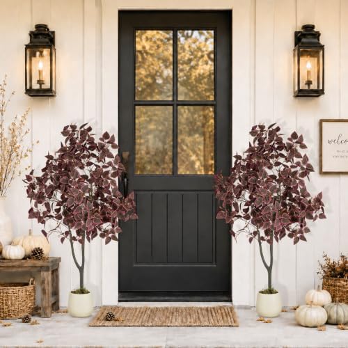 BLOSMON 4ft Fall Trees for Porch Decor, Faux Plum Cimicifuga Tree with Pot - Image 2