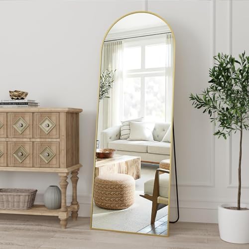 Dewfig Arched Full Length Mirror, 58"X18" Large Full Body Mirror, Gold - Image 3