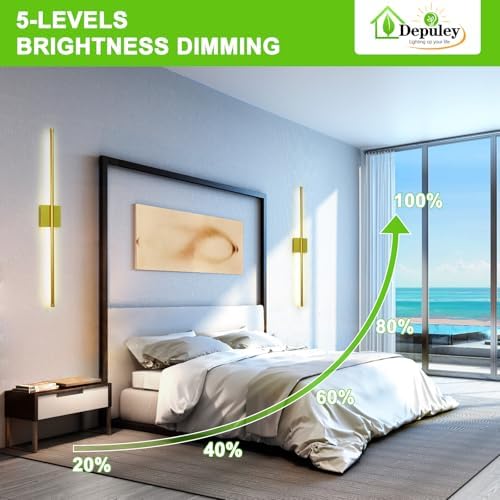 Depuley Battery Operated Wall Sconce: Set of 2 Wireless Wall Lights with Remote for Bedroom - Rechargeable 15 Colors Gold Wall Lamp for Living Room Hallway Home Decor - Image 5