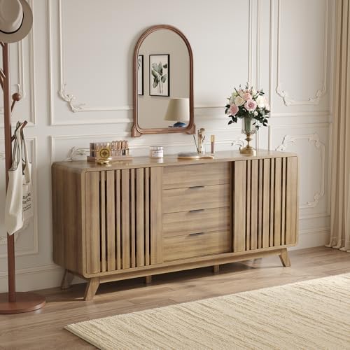 ONBRILL Sideboard Buffet Cabinet with Storage, Fluted Kitchen Cabinet - Image 6