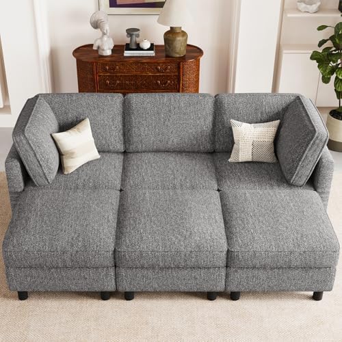 Belffin 84.3" Modular Sectional Sofa 6 Seats Sleeper Sofa Washable Sectional Couches for Living Room Comfy Couches with Storage Seat Couch Sofas with Chaise,Grey - Image 7