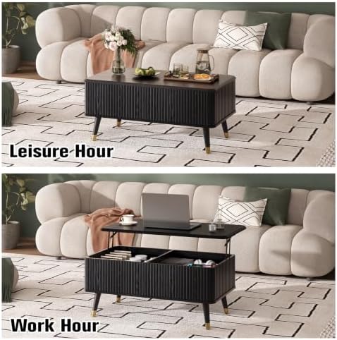 JOINICE 38" Lift Top Coffee Table with Storage for Living Room,Black - Image 5