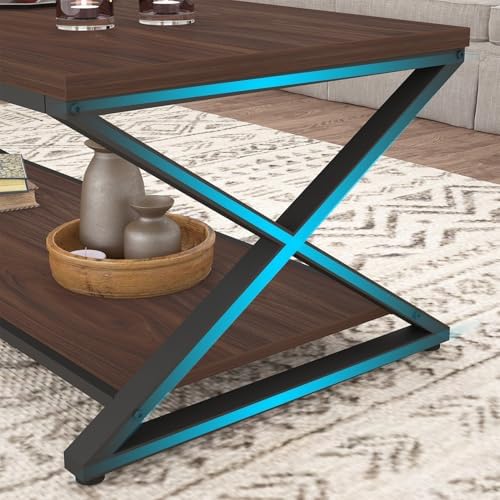 HSH 39" Rectangle Coffee Table with Storage for Living Room, Walnut - Image 6