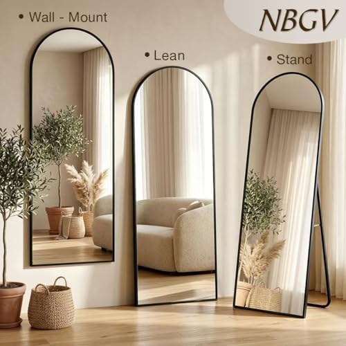 57"x18" Floor Mirror Full Length, Arched Full Length Mirror with Stand, Full Body Mirrors for Bedroom Living Room or Cloakroom Black - Image 6