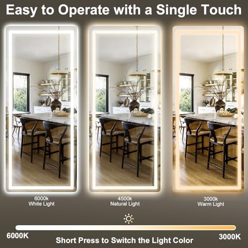GLSLAND 34x76 inch Full Length Mirror with Lights, LED Full Body Mirrors - Image 5