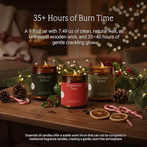 Fontana Candle Co Wood Wick Beeswax Candle, Holiday Candle Bundle - Image 3