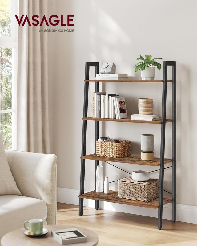 VASAGLE Ladder Shelf, Bookcase Book Shelf, Storage Shelves, 4-Tier, 31.5In - Image 2