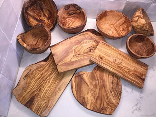 8" Artisan Olive Wood Serving Bowl Wooden Farmhouse Décor Bowl for Fruit, Salads, Snacks, Dips, Keys, Potpourri. In Small 6", Med 7", Lg 8", XL 11", XXL 12". (Large 8 inch) - Image 4
