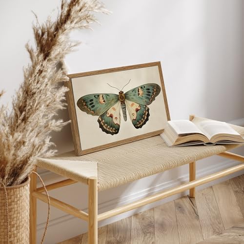 AVECCO Vintage Green Butterfly Decor Framed Wall Art Canvas 12x16 inch - Image 3