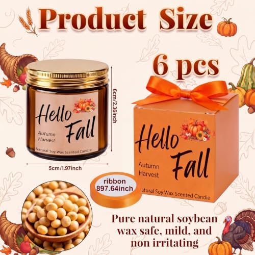 MTLEE 6 Pcs Fall Scented Candles for Home Candle Gifts for Women Men - Image 3