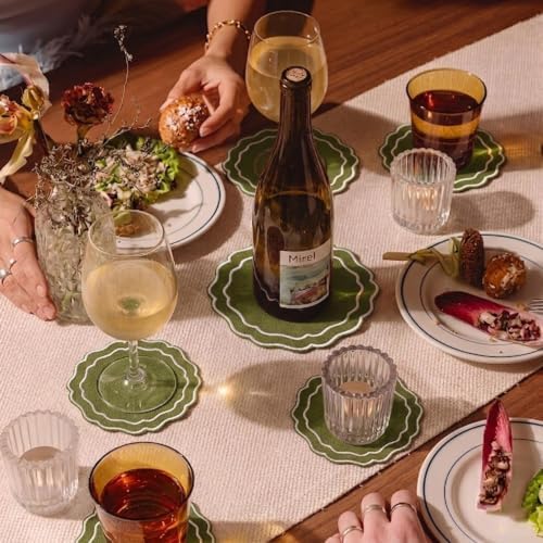 Linen Coasters for Drinks, Set of 6, 4.5 inch, Lime - Image 6