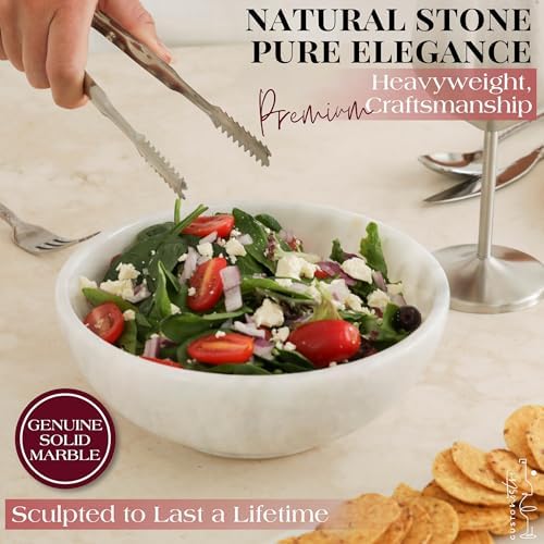 Gusto Nostro 8" Luxury White Marble Decorative Bowl for Coffee Table - Elegant Modern Fruit Bowl for Kitchen Counter - Heavy Stone Entryway Catch all for Keys, Jewelry, Potpourri Holder - Medium Size - Image 6