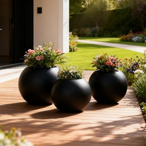 Large Round Planter,Planters for Indoor Plants & Outdoor,Durable Plastic Material Sphere Planter with Drainage Hole & Rubber Plug Weather Resistant,Plant Pot - Image 7