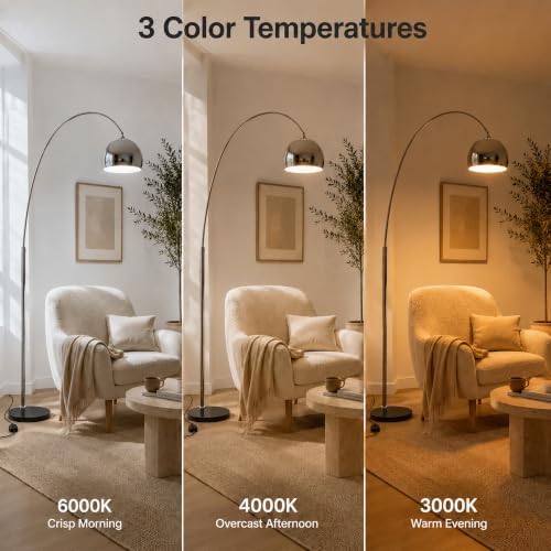 78" Modern Arc Floor Lamp, Arc Chrome Floor Lamp with Marble Base - Image 6
