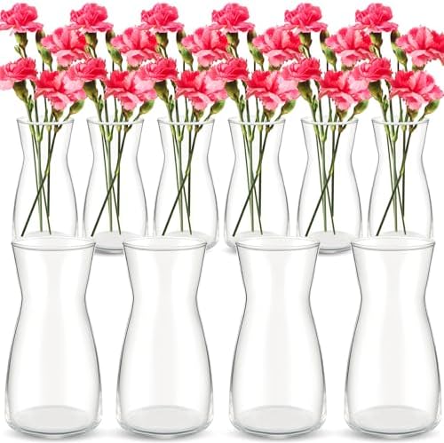 Thenshop 10 Pcs 8'' Tall Clear Glass Flower Vase for Bouquet, Clear by Thenshop