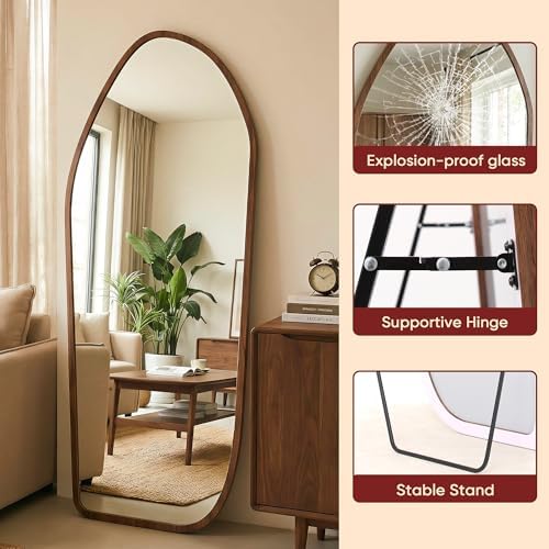Suidia Full Length Mirror, Oversized Floor Mirror with Solid Wood Frame, Large Standing Mirror for Bedroom Living Room, Wood Art Style, Dark Walnut, 74" L x 32" W - Image 6