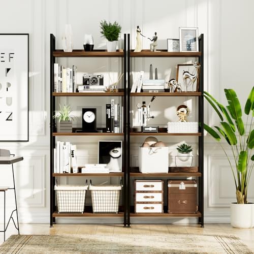 NUMENN Bookshelf, 5 Tier Freestanding Shelving Unit, Vintage - Image 5
