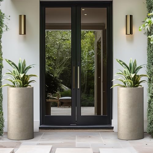 Kante Large Round Column Weathered Concrete Planter 27.8" Tall, Outdoor - Image 5