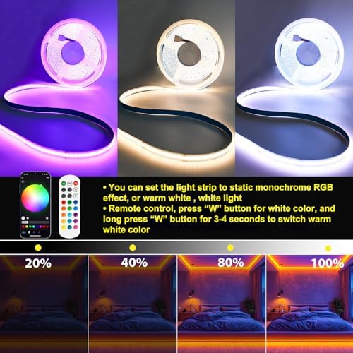 RGBW COB LED Strip Light 32.8FT,6720 LEDs 12mm Flexible Led Light for Home - Image 3