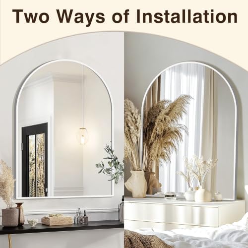 FICTOR 30" x 40" Arched Bathroom Vanity Mirror for Over Sink, Silver - Image 4