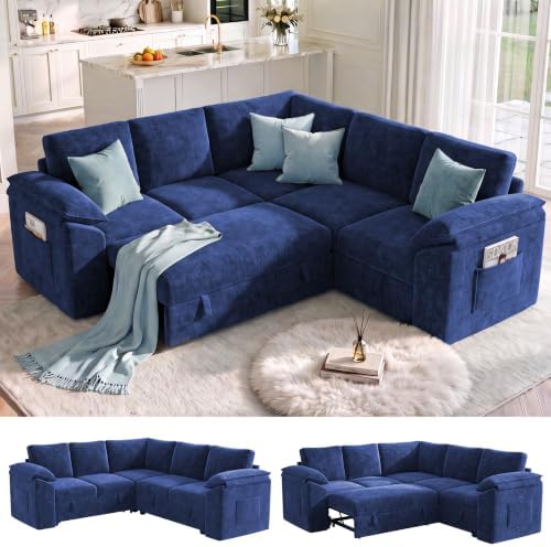 85 in L Shaped Modular Sectional Sofa Couch for Living Room, Blue by Leramaner