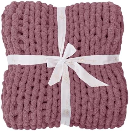 Bigacogo Chunky Knit Throw Blanket for Couch, 40x60 inches, Burnt Rose - Image 7