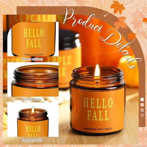 Landhoow 6 Pcs Fall Scented Candle Gifts Set for Women, Fall-Pumpkin Hue - Image 2