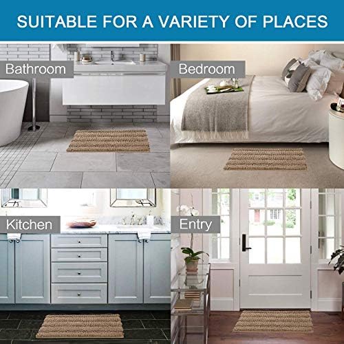 H.VERSAILTEX 2 Piece Bathroom Set - Super Absorbent Chenille Striped Bath Mats, Non Skid, Machine Washable (Taupe Brown, 24 x 36 Plus 20 x 32 - Inches) - Image 6
