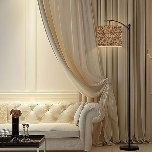 Arc Floor Lamp Leopard Seamless Pattern Animal Print Modern Tall Standing Lamp Dimmable with Remote Adjustable Drum Shade Footswitch for Living Room Bedroom Office - Image 7