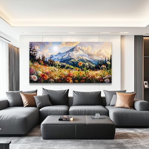 FUHAIHUA Canvas Wall Art For Living Room Framed Wall Decor For Bedroom Modern Office Wall Decoration Mountain Flower Landscape Paintings Farmhouse Pictures Artwork Aesthetic Home Decor 20x40 In - Image 3