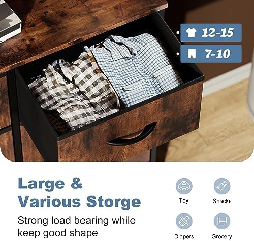 DUMOS Dresser for Bedroom with 8 Drawers, Clothes Drawer Fabric Closet Organizer, Cloth Dresser with Metal Frame and Wood Tabletop Chest Storage Tower for Kids Room, Nursery, Living Room, Entryway - Image 4