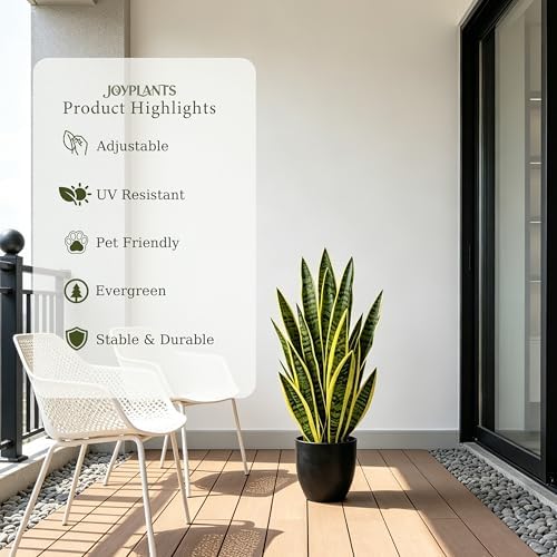 Artificial Snake Plant 2.3FT-2PCS, 27'' Sansevieria Plant with Black Pot, Low Maintenance Mother-in-Law's Tongue for Home Decor Indoor Outdoor, Desk Corner Office Hotel Garden(Yellow-2Pack) - Image 5
