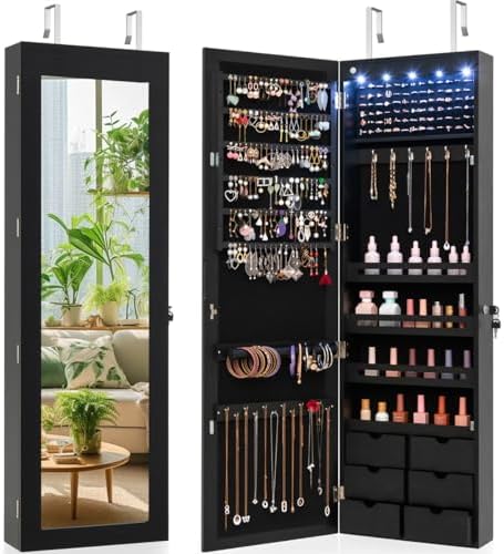 GIANTEX Wall or Door Mounted Jewelry Cabinet with Full Length Mirror, 47.5" by Giantex