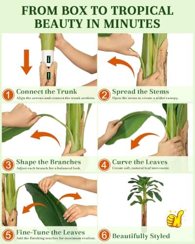 6ft Artificial Banana Tree Real Bark Trunk Faux Banana Leaf Tree - Image 6